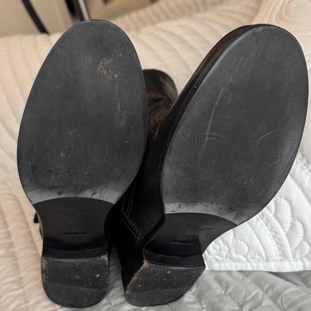 Prada Black Moto Boots with Buckle Accents - Picture 7 of 10